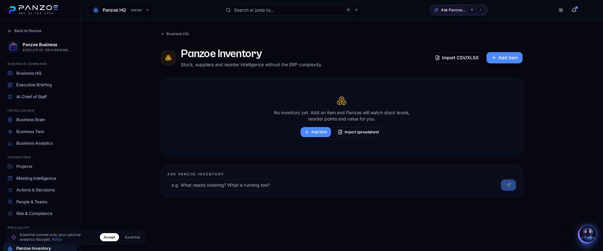 Inventory AI — Panzoe Business screenshot